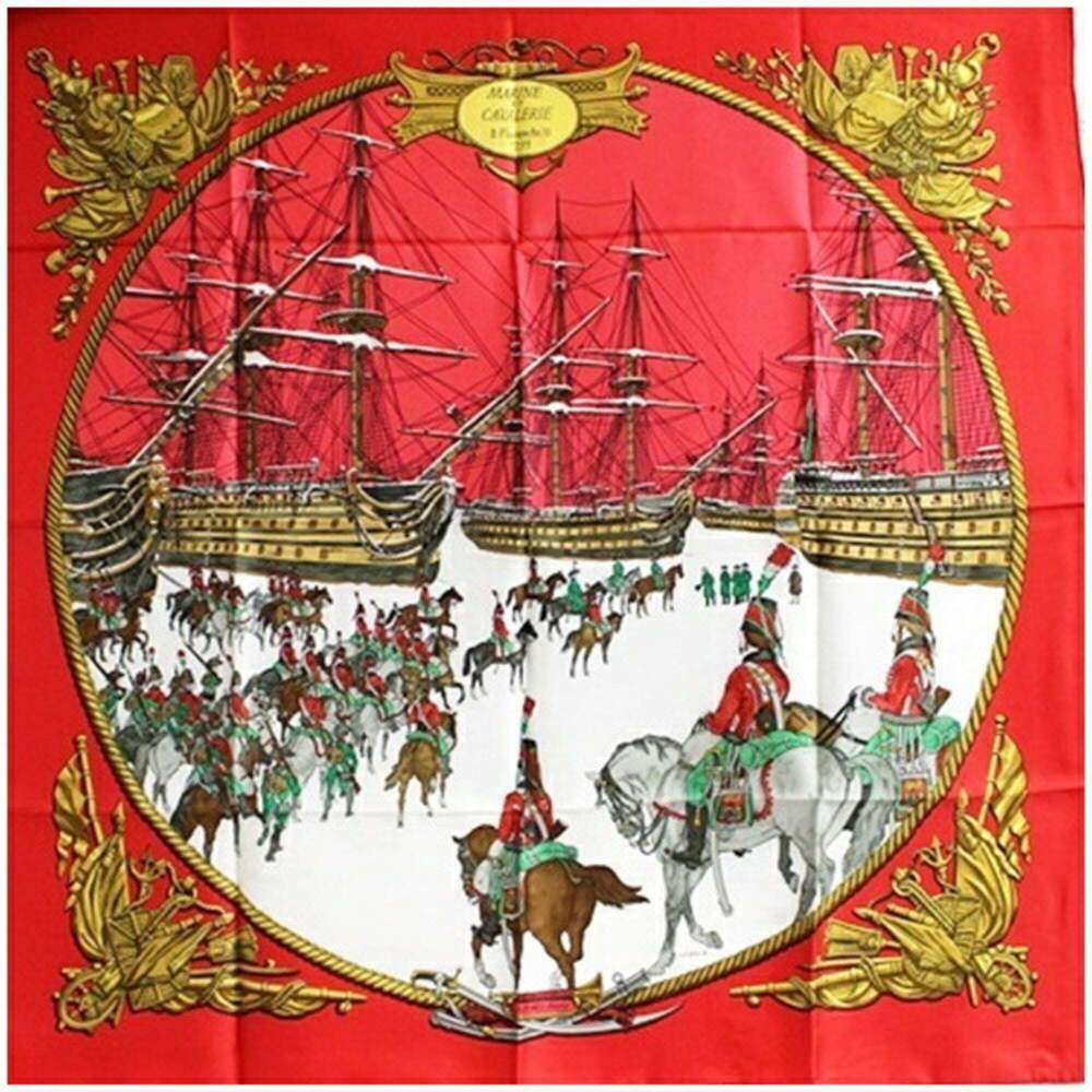 HERMES Red Silk Scarf